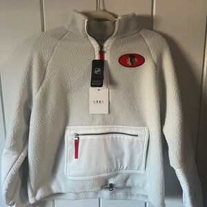 Blackhawks White Fleece Pullover with Logo